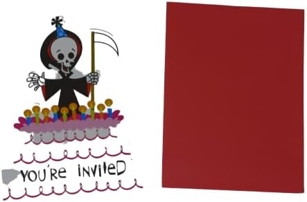 Kaszás Szülinapi Meghívókat a Vörös Borítékok (Pack 3, 24 Kártyák Teljes) Sírkő Születésnapi Party Kellékek