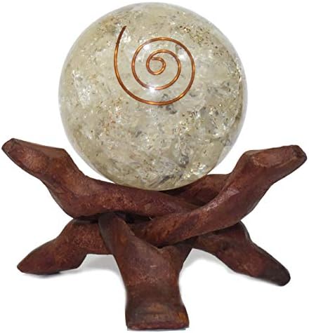Healings4u Orgonite Gömb Selenite Méret 2-2.5 Hüvelykes & az Egyik Fa Labdát állj Természetes Crystal Ball Gömb Vastu Reiki Csakra