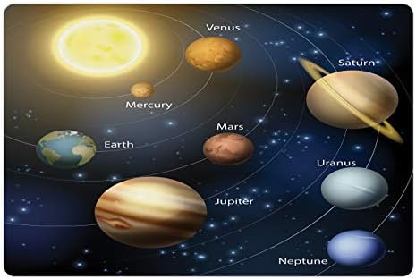 Ambesonne Tudomány Pet-Mat az Étel, a Víz, a Reális Illusztráció a Naprendszer Bolygók Nap körüli Pályára Csillagászat az Űrbe, Csúszásmentes