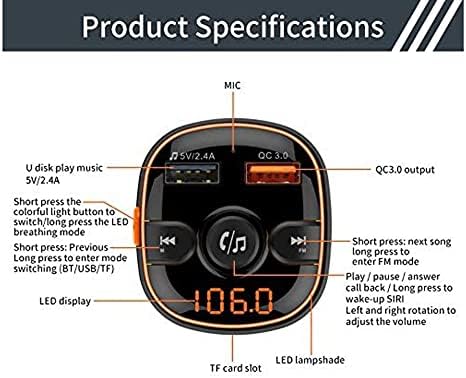 KXDFDC Autó FM Transmitter Kihangosító Audio Receiver Auto MP3 Lejátszó Dual USB Gyors Töltő, Autós Kiegészítők