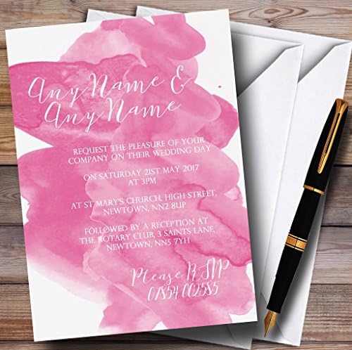 Meleg Rózsaszín Akvarell Személyre Szabott Esküvői Meghívók