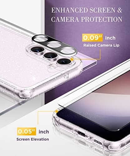 GVIEWIN Kompatibilis a Samsung Galaxy S23 Plusz Esetben képernyővédő fólia + Kamera Lencséjét Védő, Vékony Ütésálló Tiszta, Csillogó Szikra