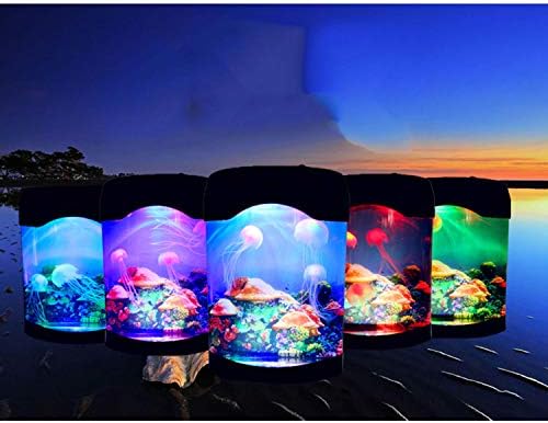 LOVEPET Kis akvárium Akril Tarka Színe Változó Medúza Lámpa Mini Asztali díszhalak Medúza Akkumulátor USB-Akvárium