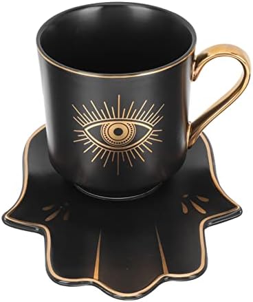 Zerodeko Dekoráció Teás Készlet 1 készlet poharat Európai Stílusú Tea Csésze Tálca Kerámia Drinkware (Fekete) Tea Tea Szett
