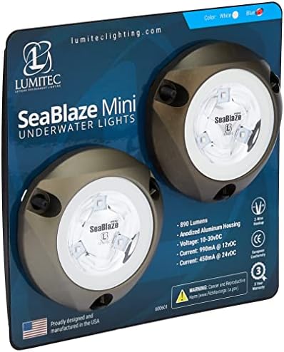 Lumitec SeaBlaze Mini LED Felületre Szerelhető Víz alatti Hajó Fény, 2 Per Pack