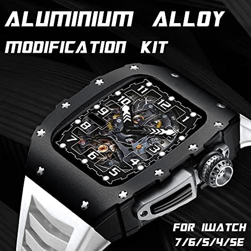 HOUCY Alumínium Ötvözet Esetében az Apple Nézni Zenekar 44MM 45MM Fluororubber Heveder az Iwatch Sorozat 7 6 5 4 SE Diy Módosítás Tartozékok