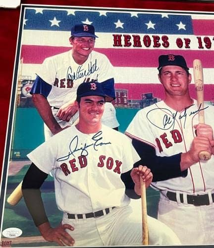 Túl Fisk Jim Rizs Dwight Evans & Fred Lynn Dedikált Bekeretezett Fénykép SZÖVETSÉG - Dedikált MLB Fotók