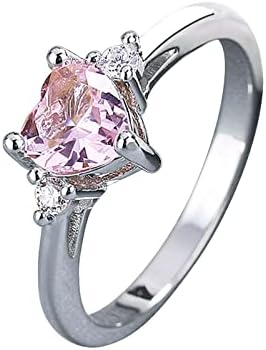 2023 Új Eljegyzési Kerek Vágott Zircons Nők Esküvői Gyűrű, Ékszerek, Gyűrűk, Nő a Barátok Gyűrűk (Rózsaszín, 7)