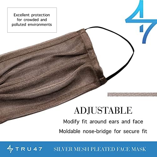 TRU47 Ezüst Arc-Maszk - Védő Biztonsági Maszkok/Tartós/Fenntartható Készült/Viselni Zsúfolt Terek/Több Maszk Stílusok