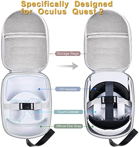 Hordtáska tartozék az Oculus Quest 2, Kemény hordtáska Kompatibilis Oculus Quest 2/Elit Heveder Kiadás, Nagy Teret Borító Tároló Táska Alkalmas
