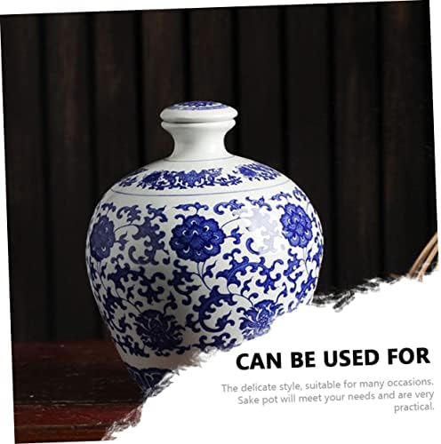 Cabilock 1db Kék-Fehér Porcelán Bor Üveg Üveg Üveg szemhéjakkal Régi Befőttes Üveg Kerámia Érdekében Üveg Japán Stílus Kedvéért