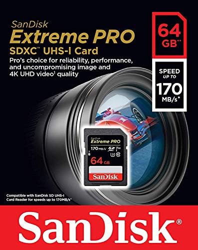 SanDisk 64GB Extreme PRO SDXC Memóriakártya Működik a Dell Inspiron 24 5000, Inspiron 15 3000, Inspiron 27 7000 (SDSDXXY-064G-GN4IN) Csomag