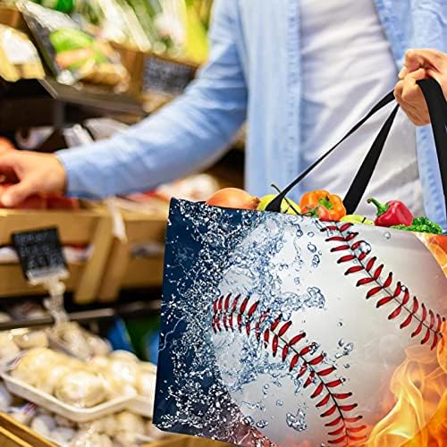 Újrafelhasználható Bevásárló Kosár Baseball Víz, Tűz, Hordozható, Összecsukható Piknik Táskák Szennyes Kosár Bevásárló Táska
