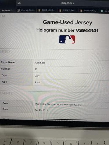 Juan Soto 2022 Játék Használt Jersey 3 HR Jersey/MLB Holo...2 Nd WS Évben? - A játékban Használt MLB Mezek