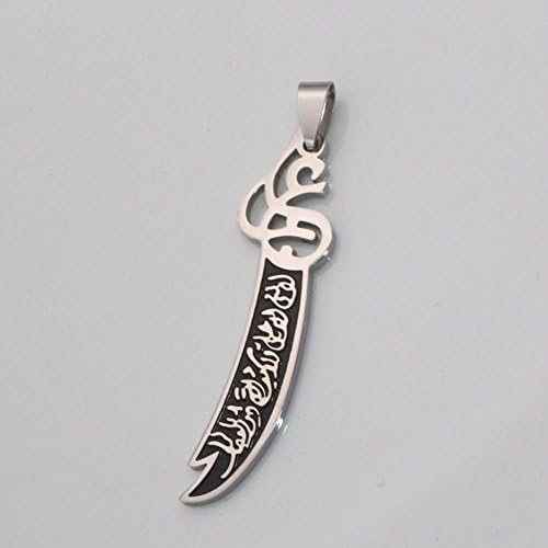 ZKDC Iszlám muszlim Zulfiqar Kard Imam Ali rozsdamentes acél 60 cm-es lánc nyaklánc ékszer