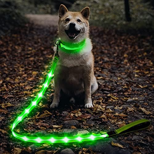 Illumifun LED Kutya Póráz, USB Újratölthető Fény Kutya Vezet, 47.2 hüvelyk Nylon Izzó Pet Pórázon Az Esti kutyasétáltatás (Redⅰ)