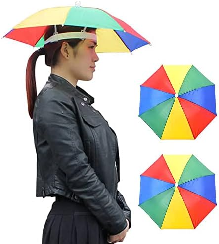 QIWYGPYQ 2 Csomag Esernyő, Kalap A Fejed, Heveder,Esernyő, Sapka, Szabadtéri Szivárvány Halászati Esernyő Állítható Nap-eső, Esernyő,