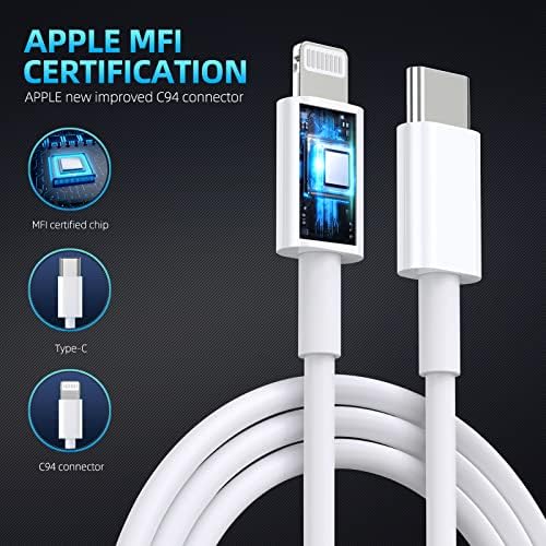 iPhone Töltő Gyors Töltés,[Apple Mpi Hitelesített] az Apple Töltő iPhone Szuper Gyors 2Pack 6FT Típus-C-Lightning Kábel USB-C Fali
