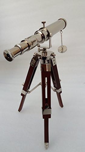 Vintage Bronz Nickle Teleszkópot a háromlábú Állvány/Chrome Asztali Távcső lakberendezés & Táblázat Tartozék Tengeri Távcső