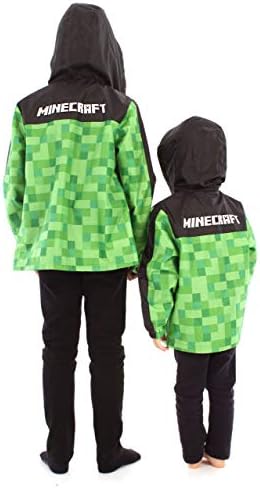 Minecraft Fiúk Vízálló Kabát Kapucnis Creeper Fleece Bélelt Esőkabát