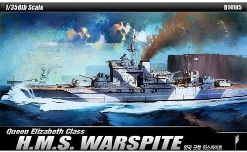 Akadémia 1/350 H. M. S. Warspite Csatahajó Katonai Hajó Műanyag Modell Kit 14105