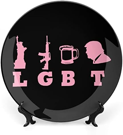 LMBT Szabadság Fegyvereket Sört Trump Kerámia Dekoratív tábla Display Állvány Lógó személyre Szabott Esküvő Évforduló Ünnepi Ajándékok Pár Szülei