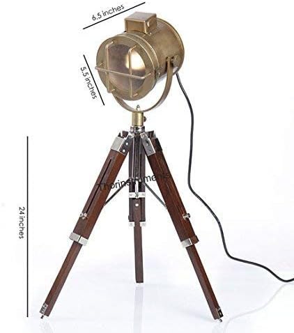 Antik Réz Spot Lámpa Tengeri Fényszóró a háromlábú Állvány Spotlámpa asztali lámpa Rusztikus Klasszikus lakberendezés Ajándék