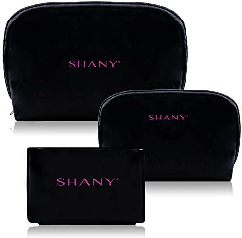 SHANY 3 az 1-ben Hordozható Műbőr Kozmetikai Táska Szett - 3 darabos Készlet, Nagy, Közepes, Kis Zip Szervezők Fekete Nylon Belső