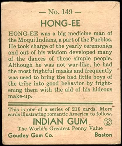 1933 Goudey Indiai Rágó 149 Hong-Ee (Kártya) VG/EX