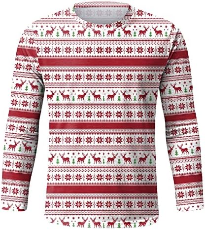 ZDDO Karácsonyi Katona Long Sleeve T-shirt Férfi ruházat, Karácsonyi Rénszarvas Hópehely Nyomtatott Edzés Atlétika Fél Tee Maximum