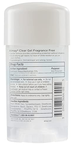 Almay Érzékeny bőr, Átlátszó Gél, Anti-Perspirant & Dezodor, Parfüm Ingyenes, 2.25-Uncia Stick (Csomag 2)