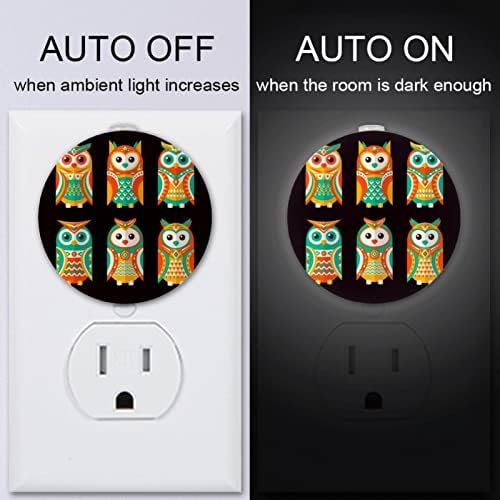 2 Csomag Plug-in Éjjeli LED-es Éjszakai Fény, Színes Baglyok Design Alkonyat-hogy-Hajnal Érzékelő Gyerek Szoba, Gyerekszoba, Konyha, Előszoba