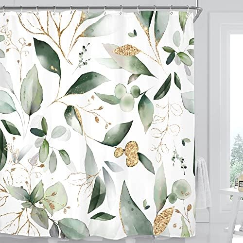 Miyotaa Eukaliptusz, Zsálya Zöld zuhanyfüggöny Meghatározott 60Wx71H Hüvelyk Levelek a Növény Botanikai Modern Tavaszi Akvarell
