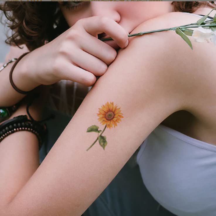 5 Lap Napraforgó Tetoválás Matricák Vízálló Kis Friss, Színes, Szimuláció, Nap, Virág, Eldobható Tetoválás Lányoknak