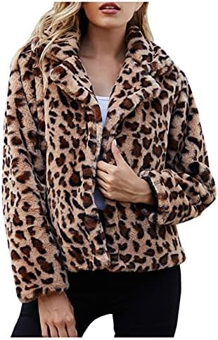 Női Téli Leopárd mintás Kabát Plus Size Párnázott Sűrűsödik Polár Kabát Hajtókáját Divat, Meleg, Hosszú Ujjú, Rövid Outwear