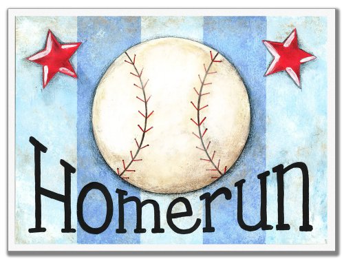 A Gyerekek Szobában Stupell Homerun Baseball Kék Csíkokkal Téglalap Falon Emléktábla, 11 x 0, 5 x 15, Büszkén Made in USA