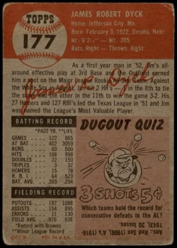 1953 Topps 177 Jim Dyck St. Louis Browns (Baseball Kártya) FAIR Browns