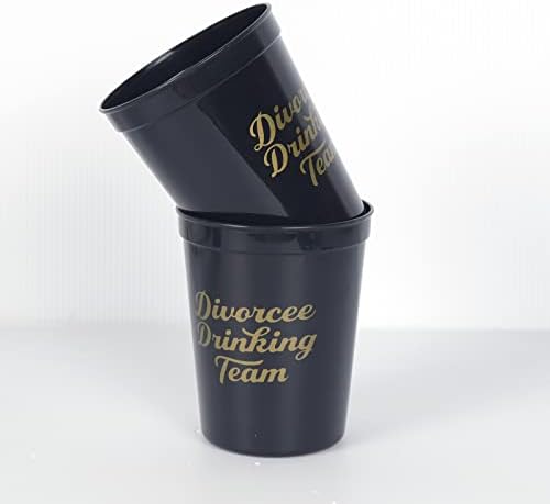 Brosash Válás Fél Csésze - Csomag 10 Fekete Műanyag Csésze Arany Szöveg: (1) Elvált AF & (9) Elvált Inni Csapat | Válás Parti Dekoráció Nők,