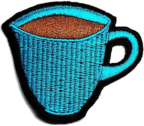 Kleenplus 2db. Kávé, Ital, Ital Aranyos Kék Cup Patch Hímzett Jelvény Vasalót Varrni A szimbólum Kabát Farmer Nadrág Hátizsákok