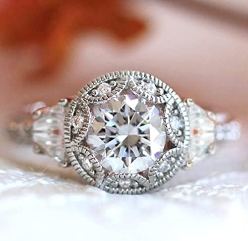 DBYLXMN Divat Női Cirkónium-oxid Bling Gyémánt Eljegyzési Gyűrűt Gyűrűk Tizenéves (Ezüst, 9)