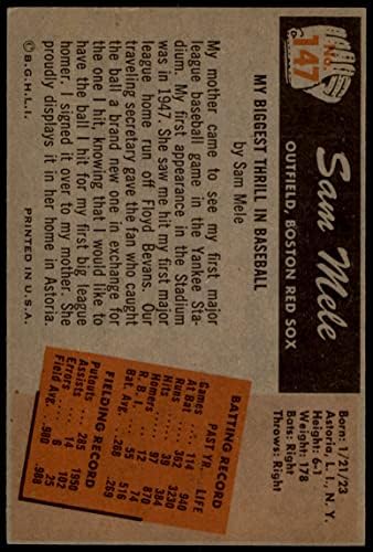 1955 Bowman 147 Sam Mele Boston Red Sox (Baseball Kártya) EX Red Sox