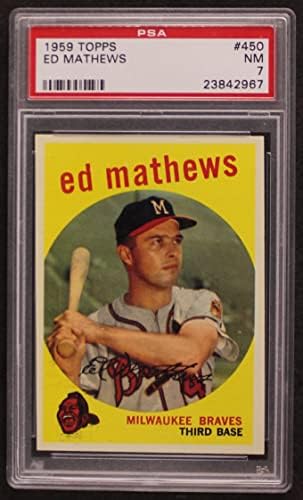 1959 Topps 450 Eddie Mathews Milwaukee Bátrabbak (Baseball Kártya) PSA a PSA 7.00 Bátrabbak