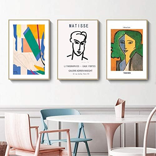 Modern minimalista nappali díszítő festés Matisse adatok étkező olajfestmény Skandináv hotel apartman absztrakt fal festés (C,12x18inchUnframed-Nem