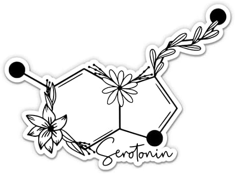A szerotonin Molekula Matricák - 2 Csomag 3 Matricák - Vízhatlan Pvc Autó, Telefon, Víz, Üveg, Laptop - Boldog Agy Kémiai Matricák