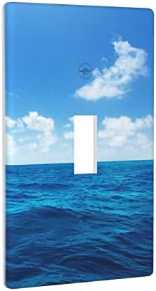 A Hullámok A Kék Égen Egyetlen Kapcsoló Kapcsoló Fedél Fali Tányér 1-Banda Dekoratív Előlap Room Decor 4.50 X 2.76 Fehér Felhők