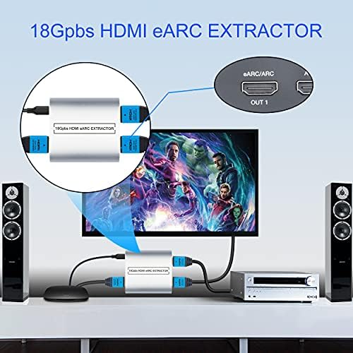 HDMI Audio Elszívó, 4K @ 60Hz ARC és eARC Audio Splitter, Dedikált HDMI Kimenet kitermelése Audio, Támogatja a HDMI Hurok a Blu-ray