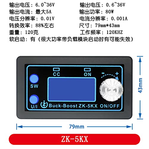 ZK-5KX DC DC Buck-Boost Konverter CC CV 0.6-36V 5A 5V 6V 12V 24V 80W Teljesítmény Modul Állítható Szabályozott Laboratóriumi Tápegység