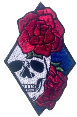Skull and Rose Foltok Hímzett Vasalót Varrni - Applied Patch - Matrica Javítás DIY - [1 DB, 3x3-ben]