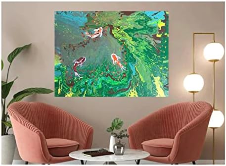 BBRATS shelja Művészeti halak, vászon festmény eredeti kézzel készített (méret 24x24) Sokszínű Falon Festmény , lakberendezési ,
