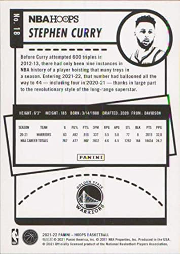 2021-22 Panini Karika 18 Stephen Curry Golden State Warriors NBA Kosárlabda Trading Card